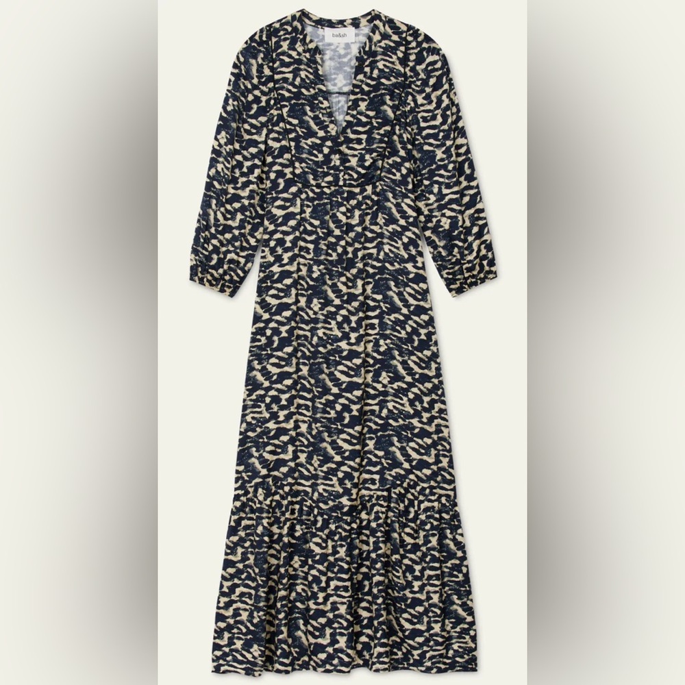 NWT ba&sh navy and Cream Agatha Dress- size 4 - Picture 2 of 6